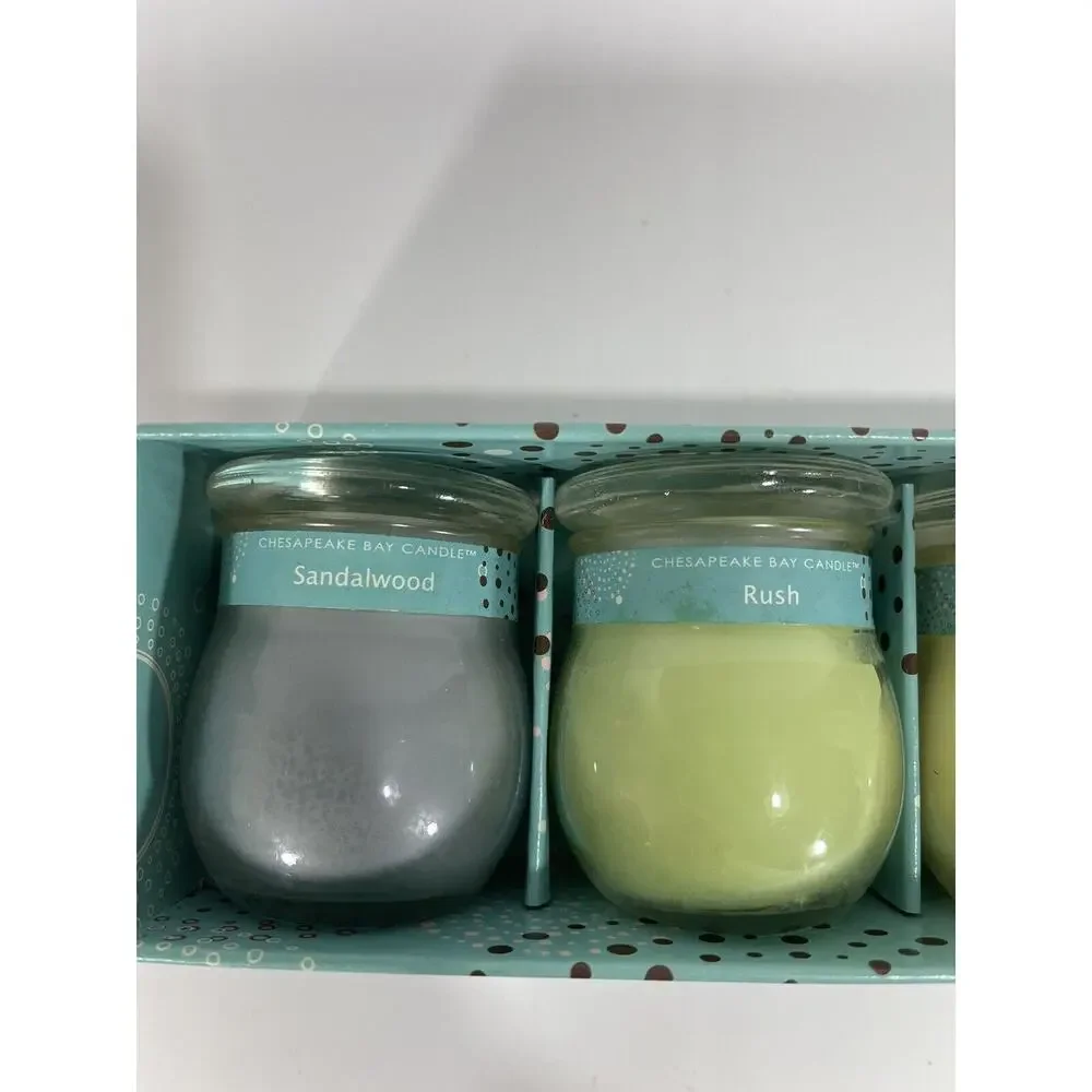 Chesapeake Bay Mini Jars Candle 4 Set‎ Sandalwood Rush Bonsai Vanilla Lead Free